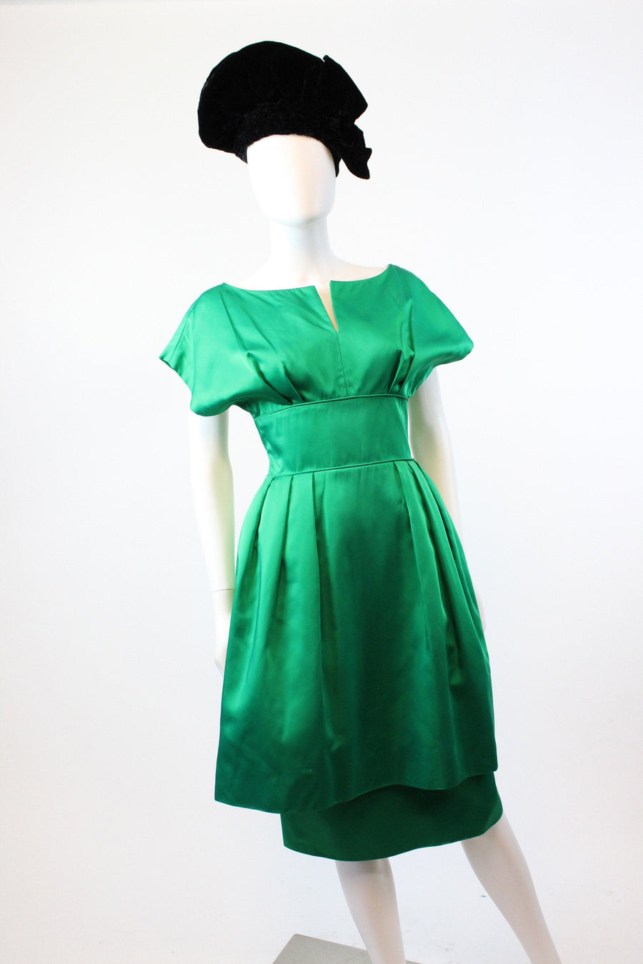 1950s Mitzi Morgan green satin dress xs | new fall