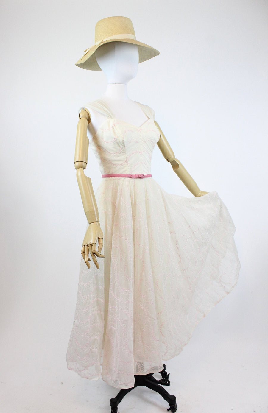 1950s Mitzi Morgan embroidered organza dress xs | new spring
