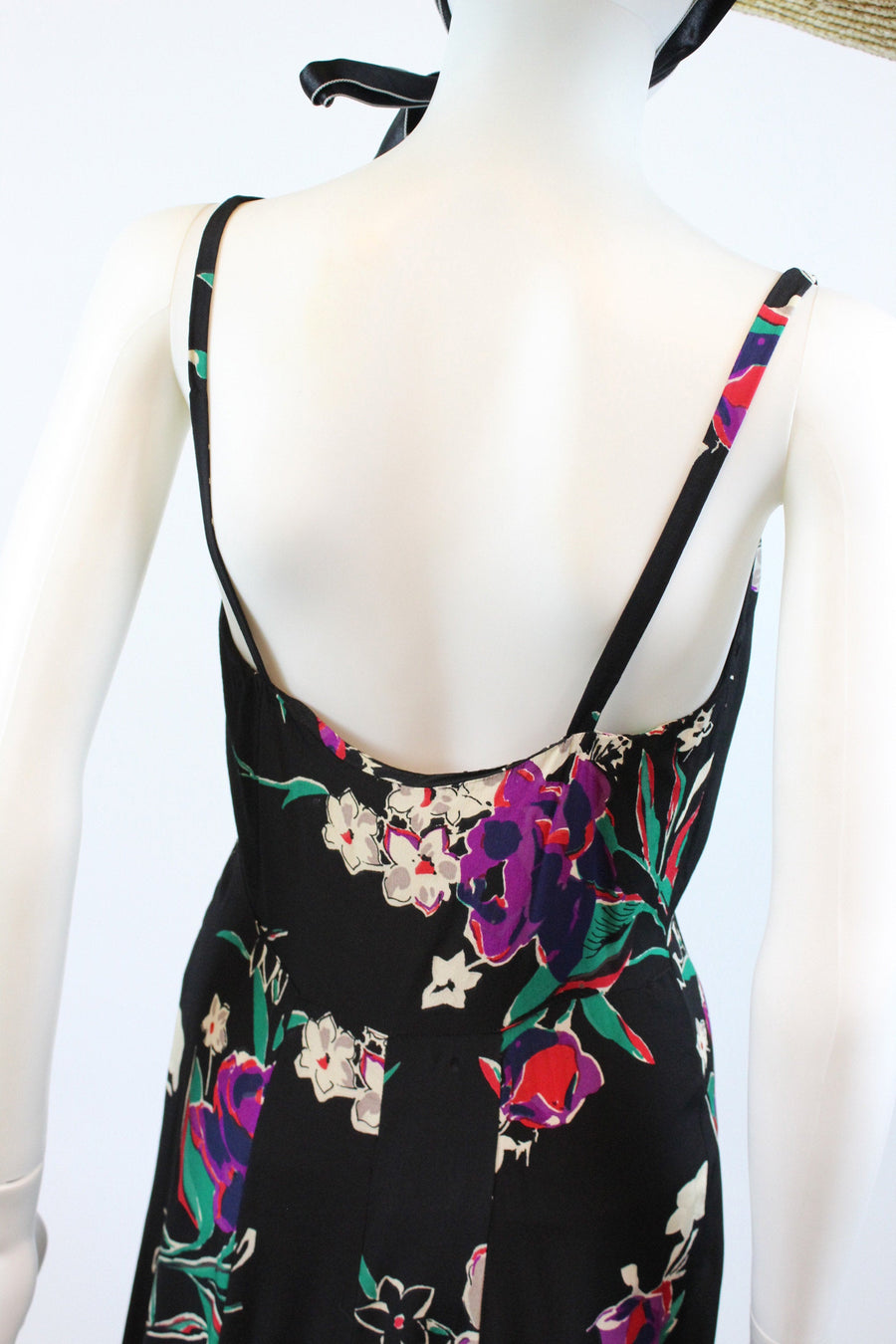 1930s rayon floral dress gown xs small  | new spring
