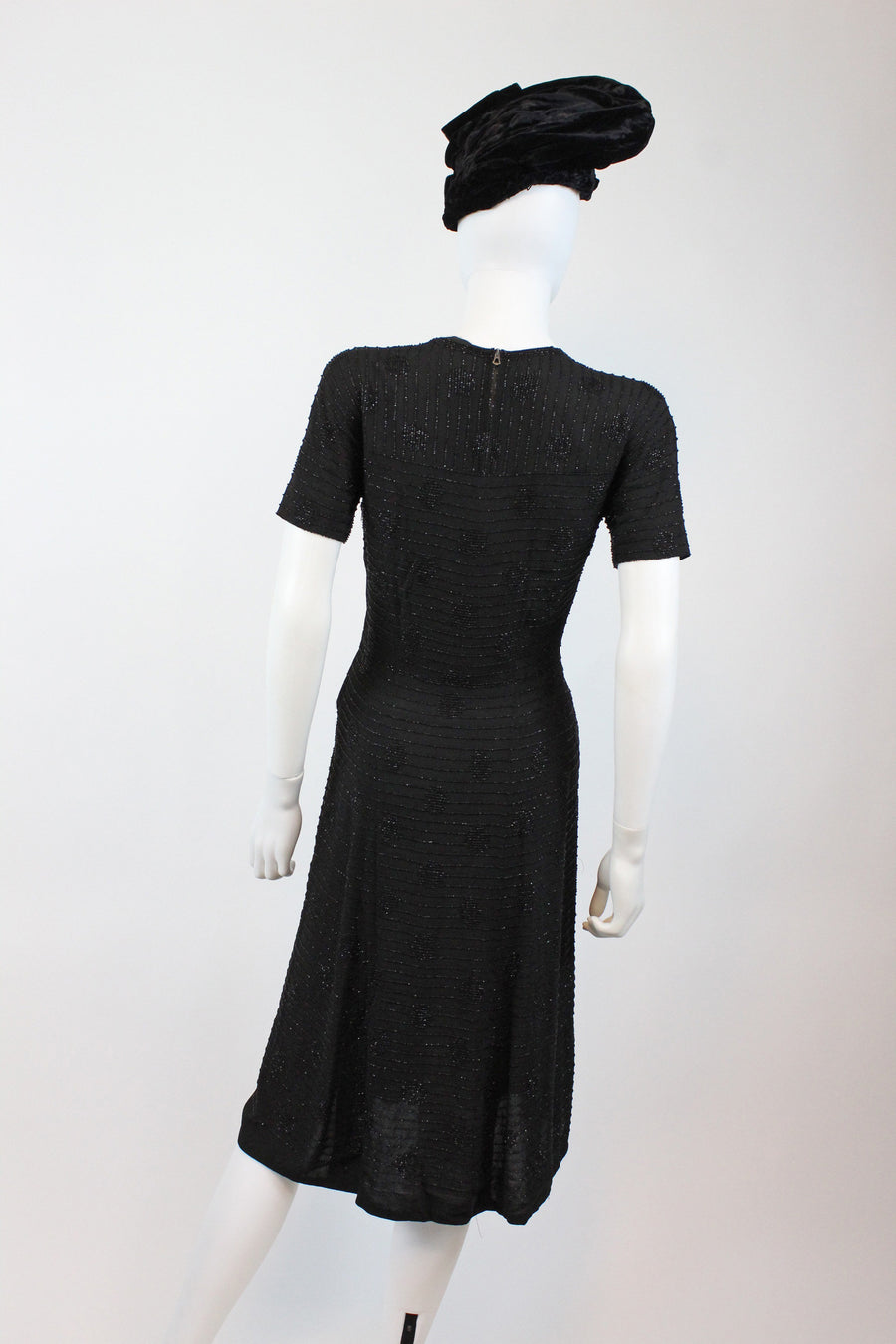 1940s beaded dress 1940s BEADED Black COCKTAIL DRESS