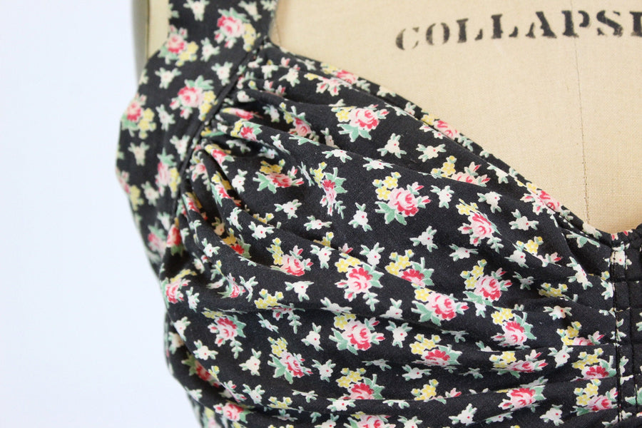 1950s rose print strappy back sun dress and jacket xs | new spring
