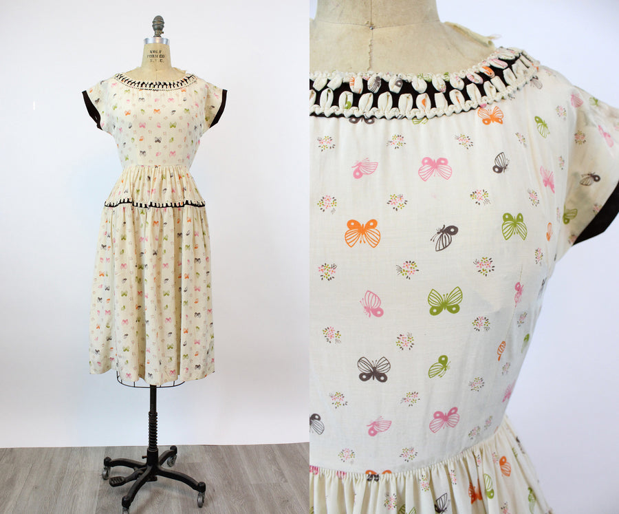 1950s MOTH butterfly print Vicky Vaughn dress xs | new fall