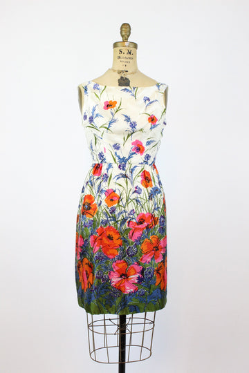 1960s floral poppy print dress xs | new spring