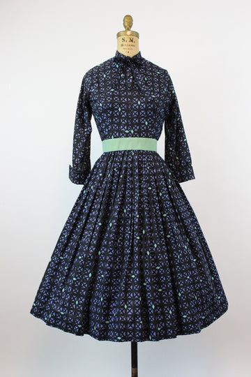 1950s Jonathan Logan cotton GRID dress xs | new fall