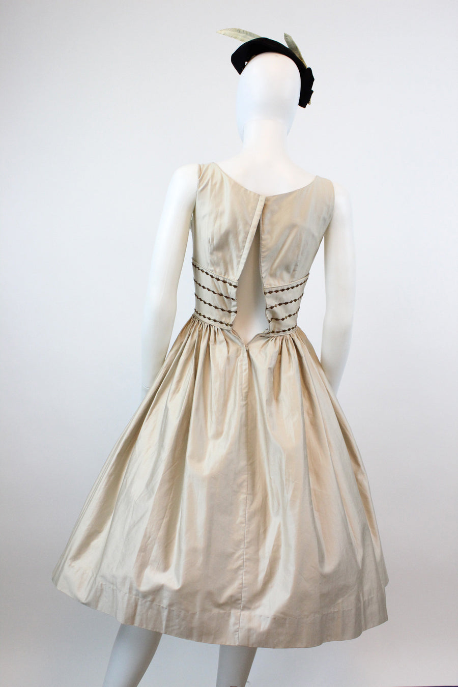 1950s CANDI JONES polished cotton GOLD dress xxs | new fall