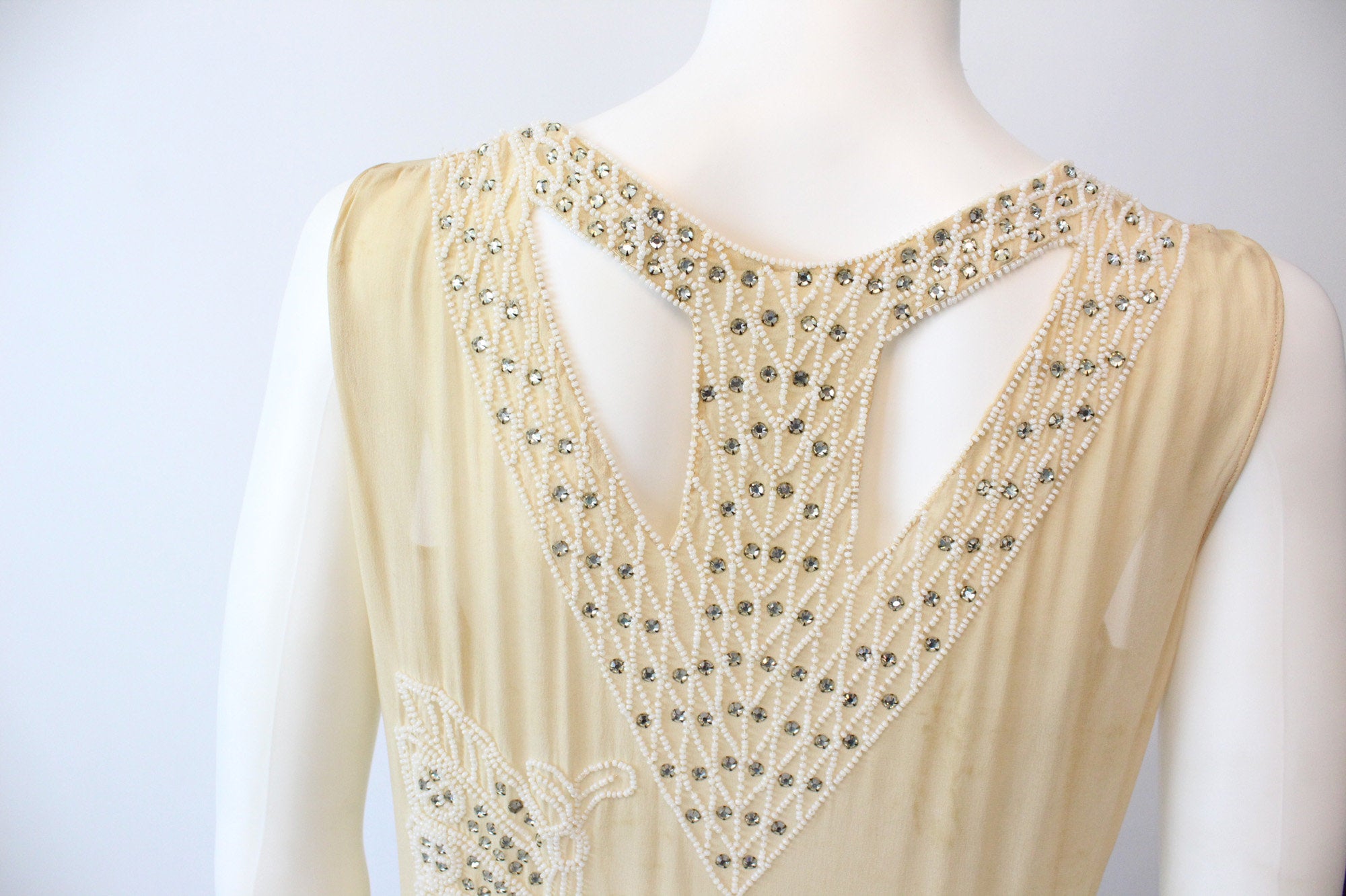 1920s rare BUTTERFLY beaded RHINESTONE dress small | New fall 1920s rare BUTTERFLY beaded RHINESTONE dress small | New fall