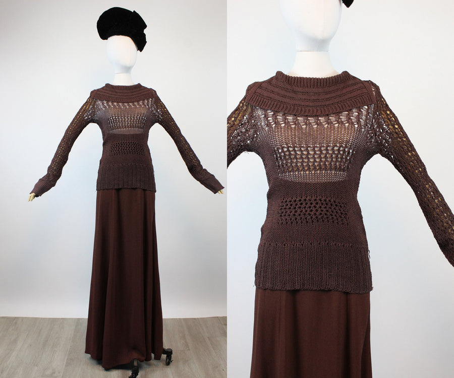 1930s RAYON KNIT spiderweb sweater top small medium | new knitwear