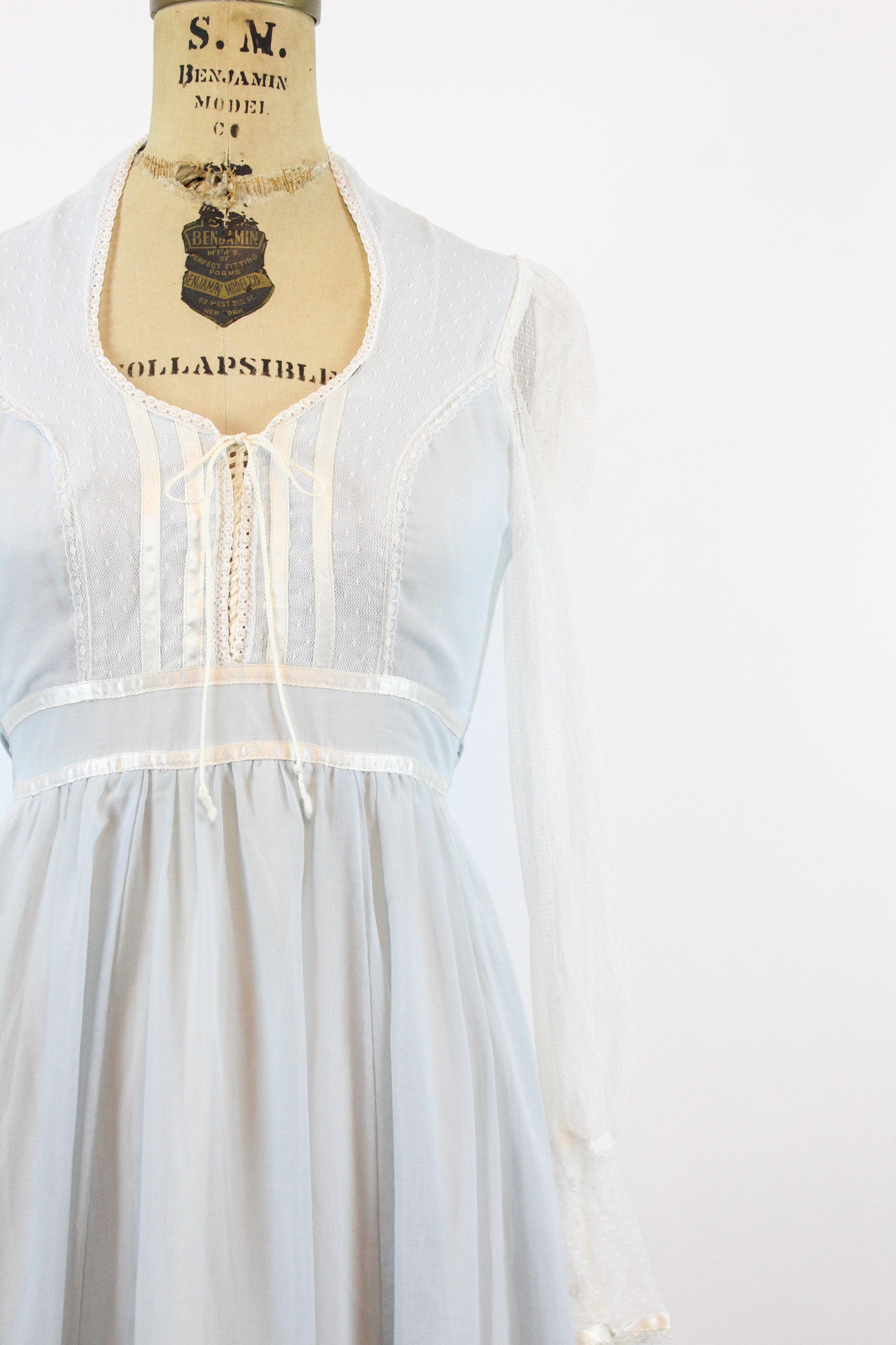 1970s Gunne Sax CORSET blue maxi dress xxs