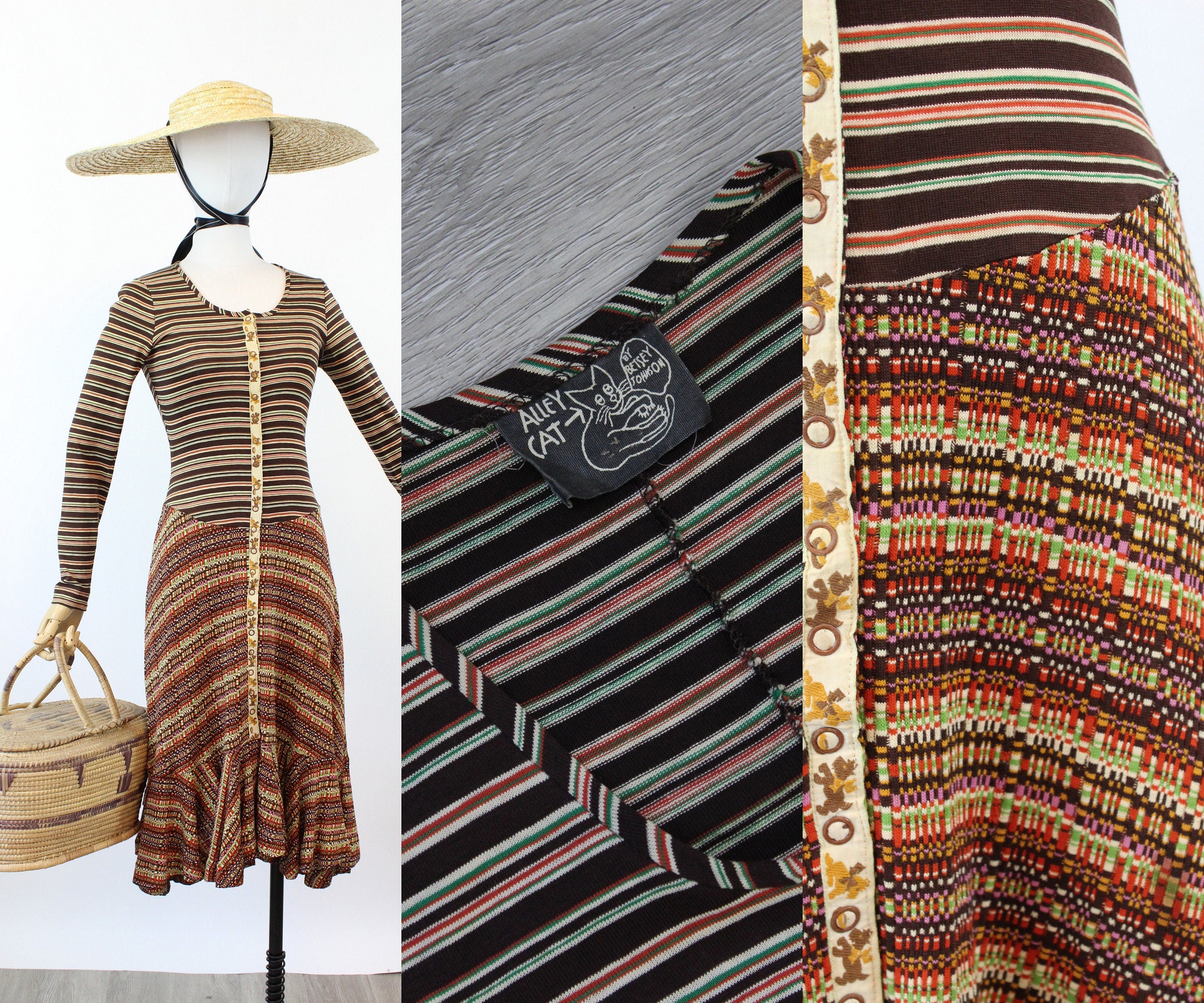 1970 documented ALLEY CAT Betsey Johnson knit dress xs | new