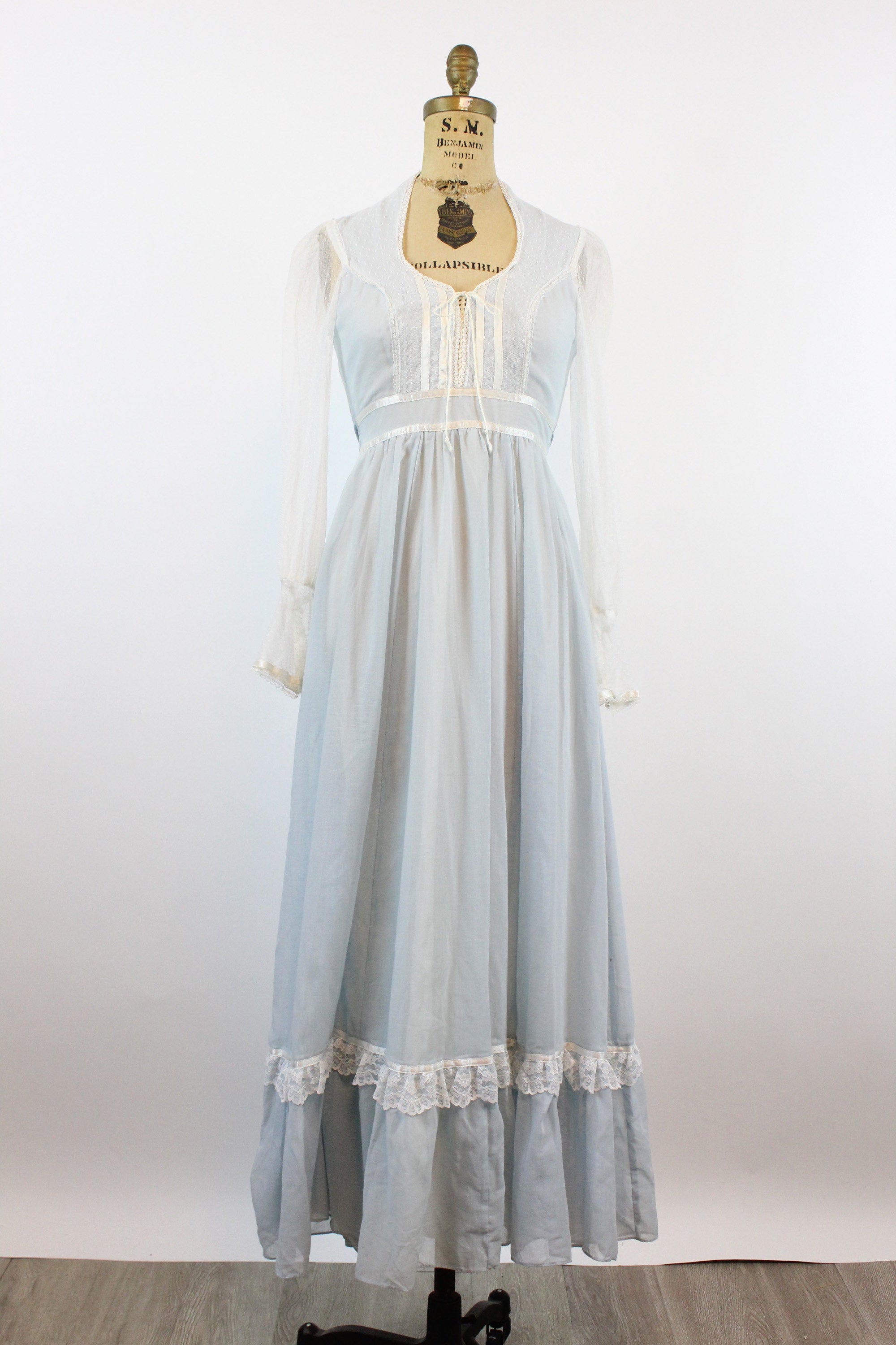 1970s Gunne Sax CORSET blue maxi dress xxs | new spring – Napa