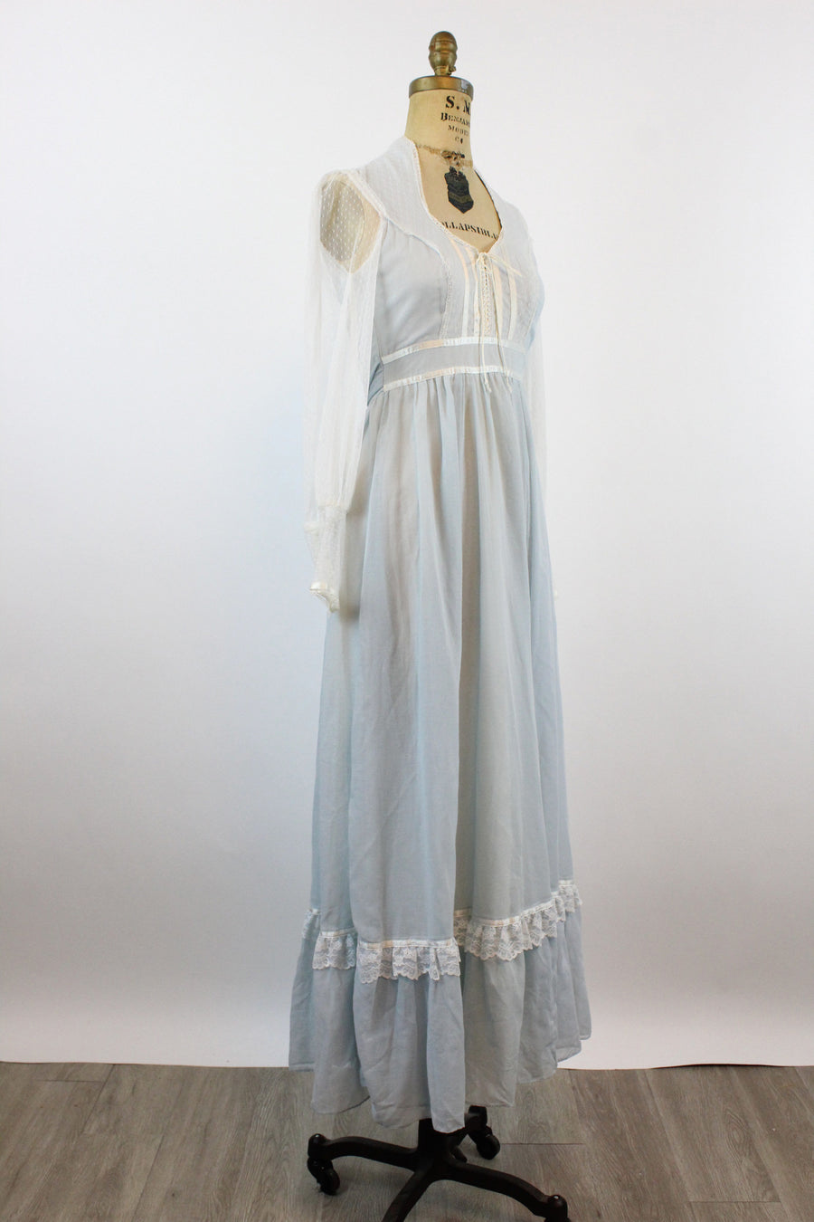 1970s Gunne Sax CORSET blue maxi dress xxs | new spring