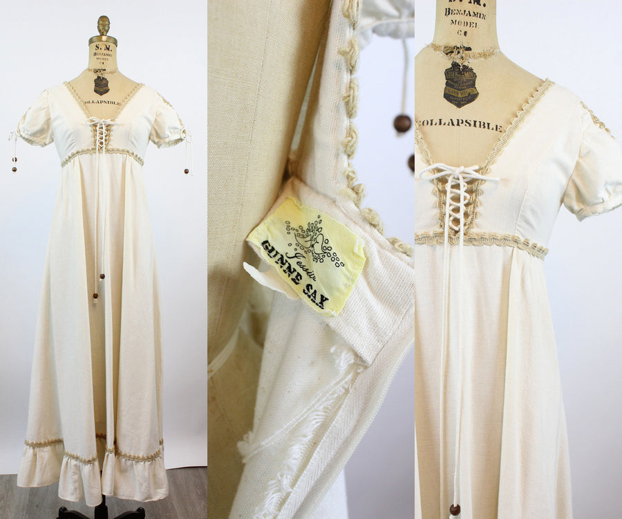 EARLY 1970s Gunne Sax CORSET SLEEVES maxi dress xs | new spring
