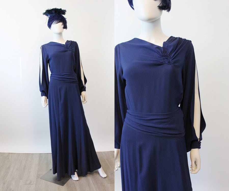 1930s SLIT open sleeves RAYON dress gown medium | new spring OC