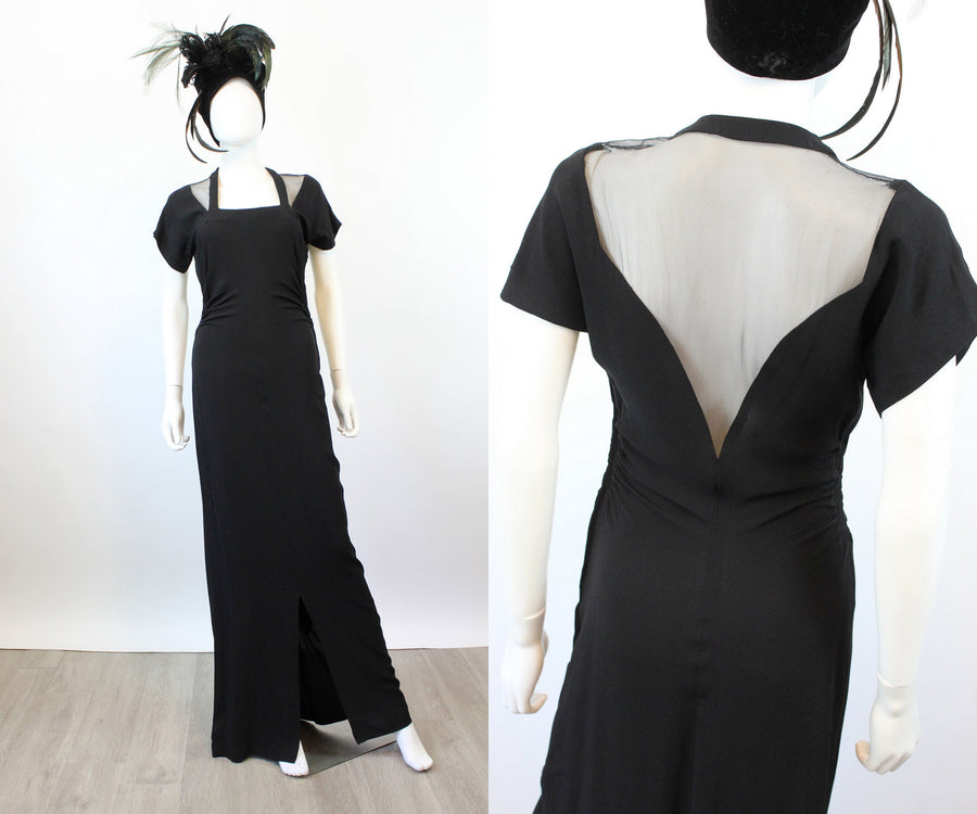 1940s MESH OPEN back gown dress xs small | new spring OC
