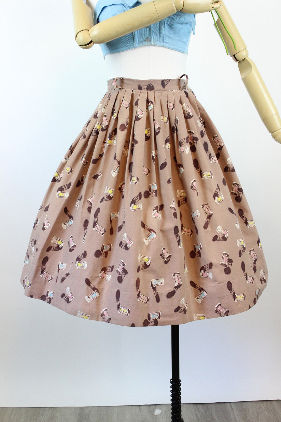 1950s HOURGLASS print novelty skirt xs | new spring