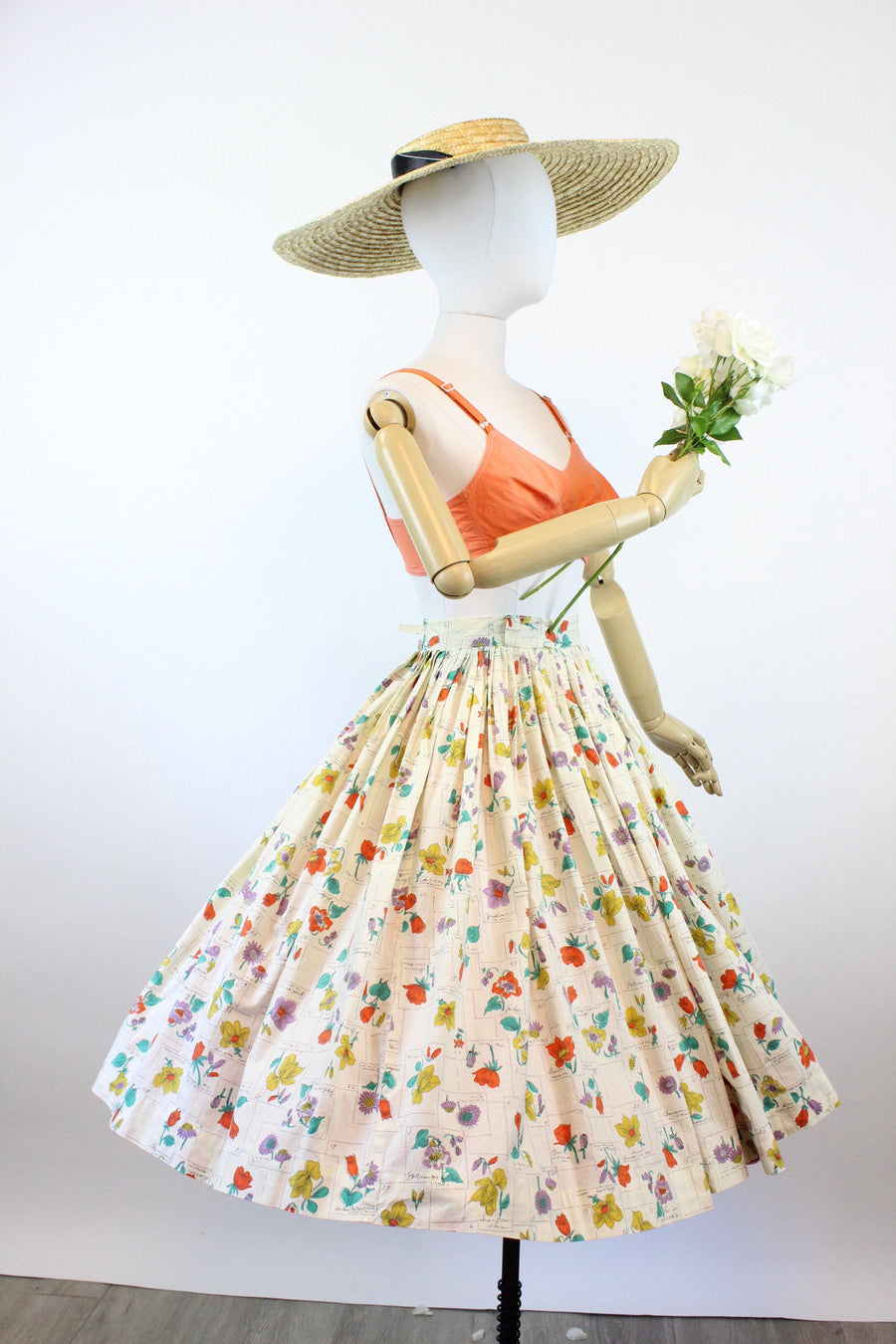 1950s BOTANICAL novelty print full skirt small | new spring