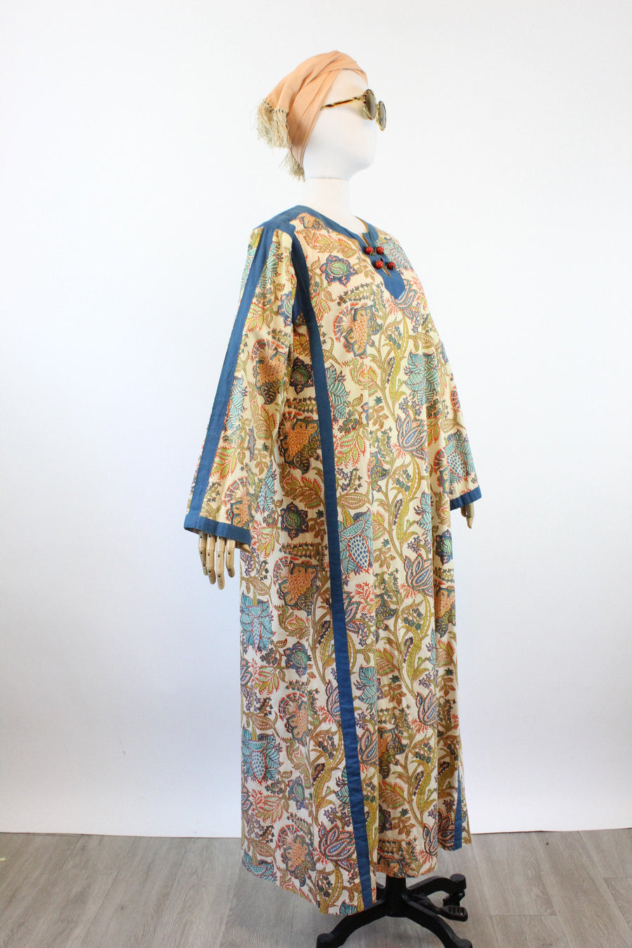 1970s Aananda Indian cotton dress caftan small medium |  vintage spring