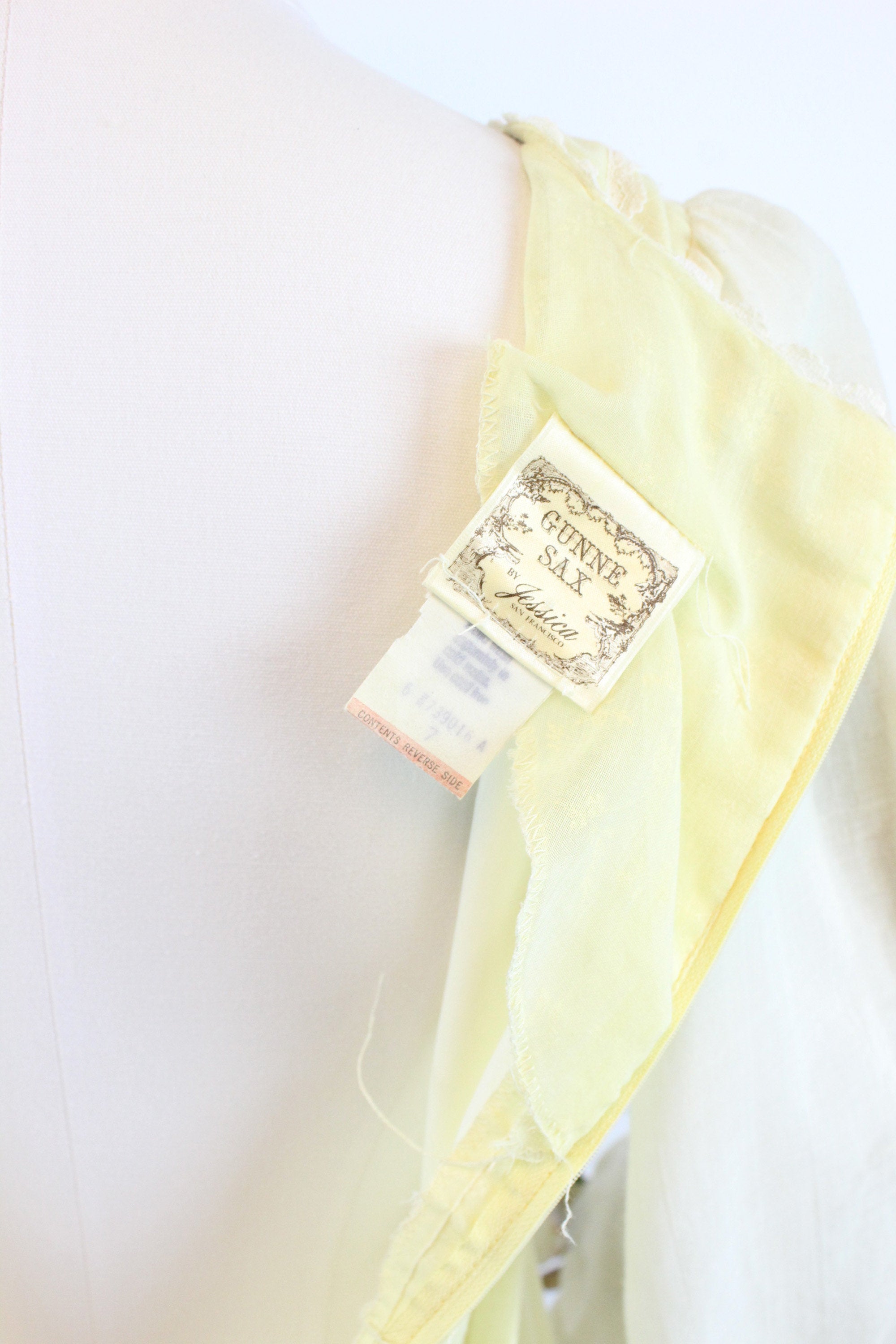 1970s Gunne Sax CORSET yellow floral maxi dress xs