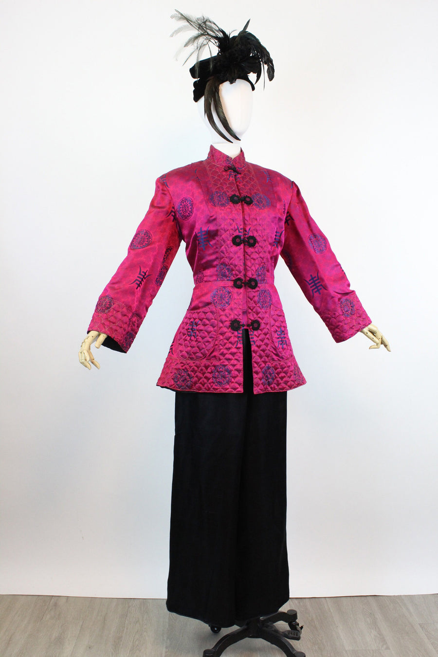 1940s ASIAN silk QUILTED jacket and pants set medium large | new summer