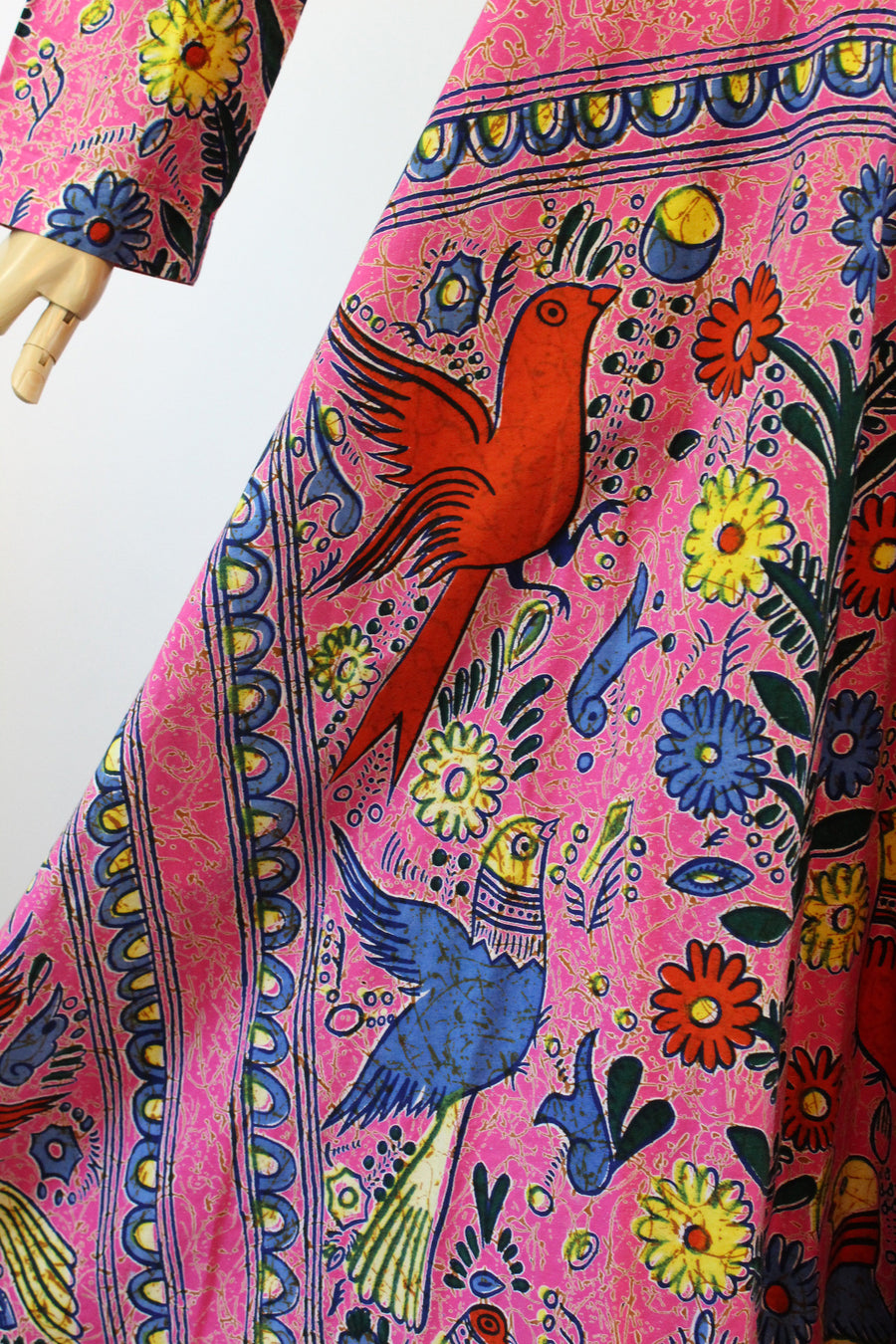 1970s MAMA CARLOTA mexico BIRD print dress xs | new spring