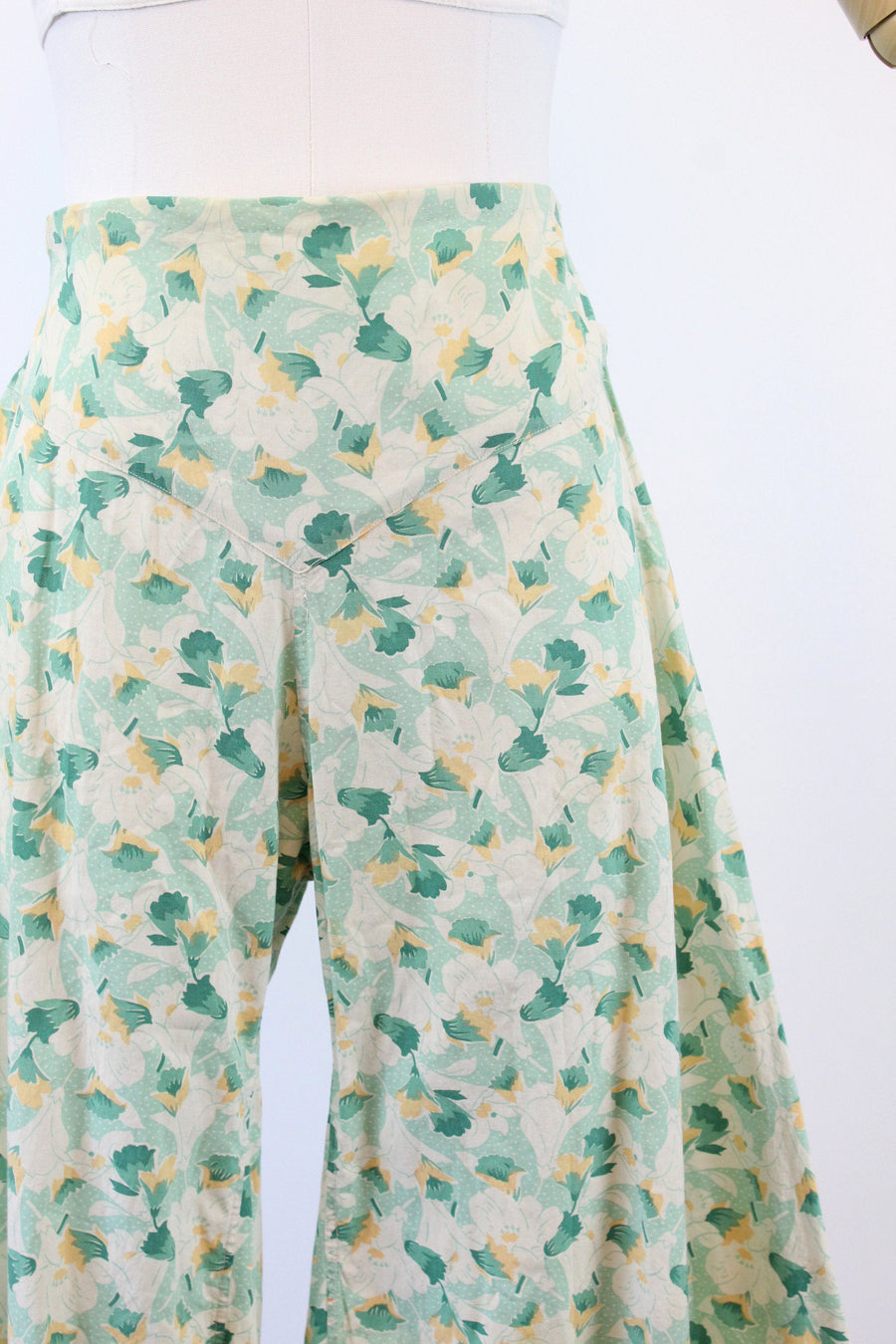1930s BEACH PAJAMA pants morning glory print small | new summer