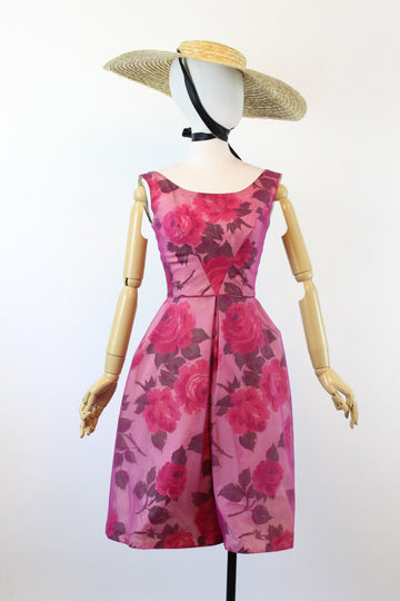1950s ROSE PRINT organza dress xxs | new spring