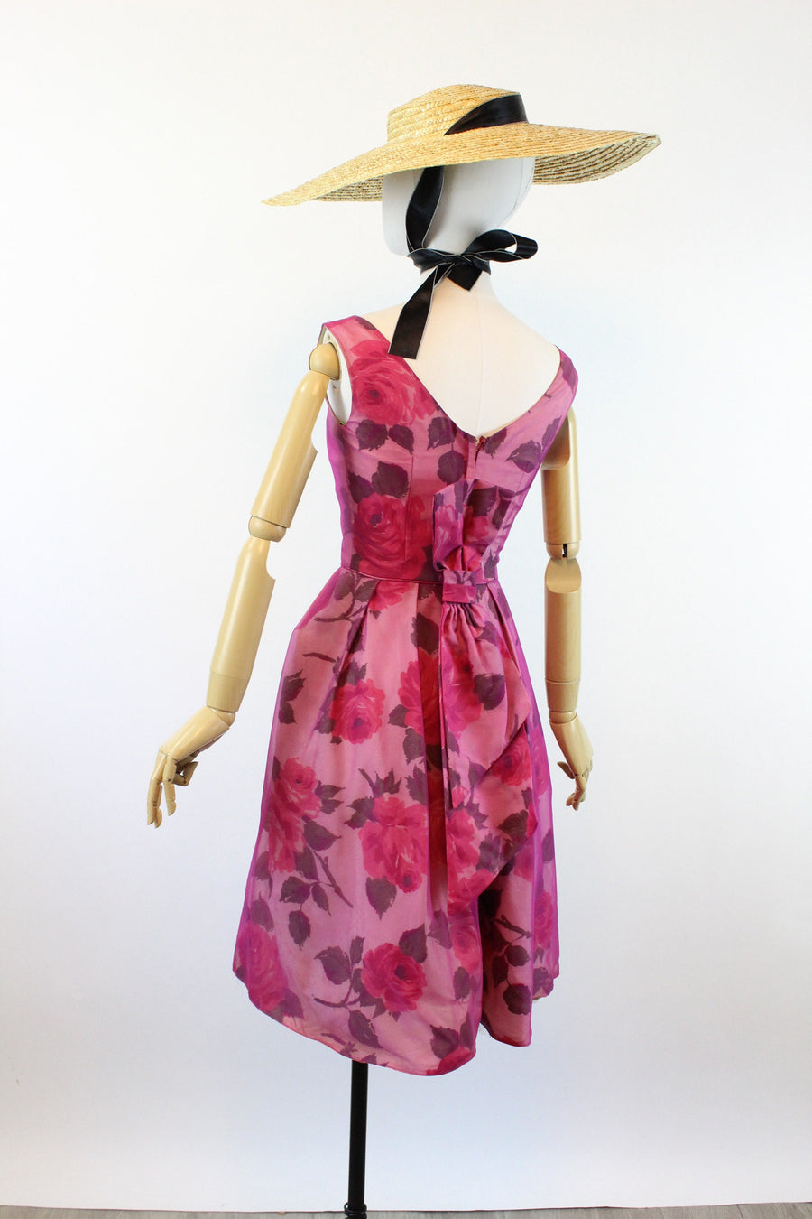 1950s ROSE PRINT organza dress xxs | new spring