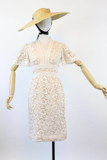 1970s VICTOR COSTA lace wedding dress xs | new summer