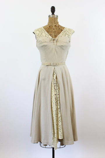 1940s LINEN and LACE dress small | new summer