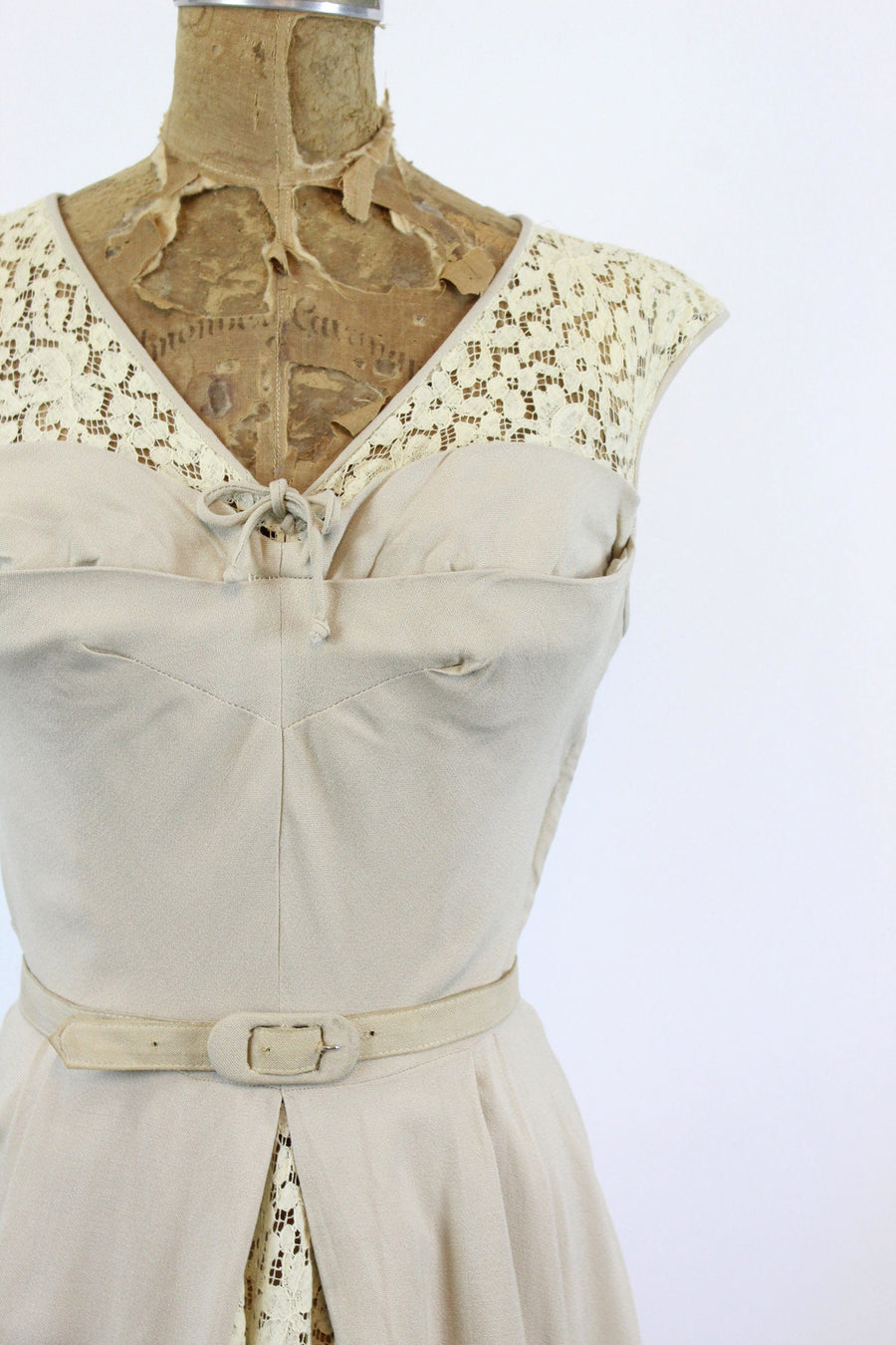 1940s LINEN and LACE dress small | new summer