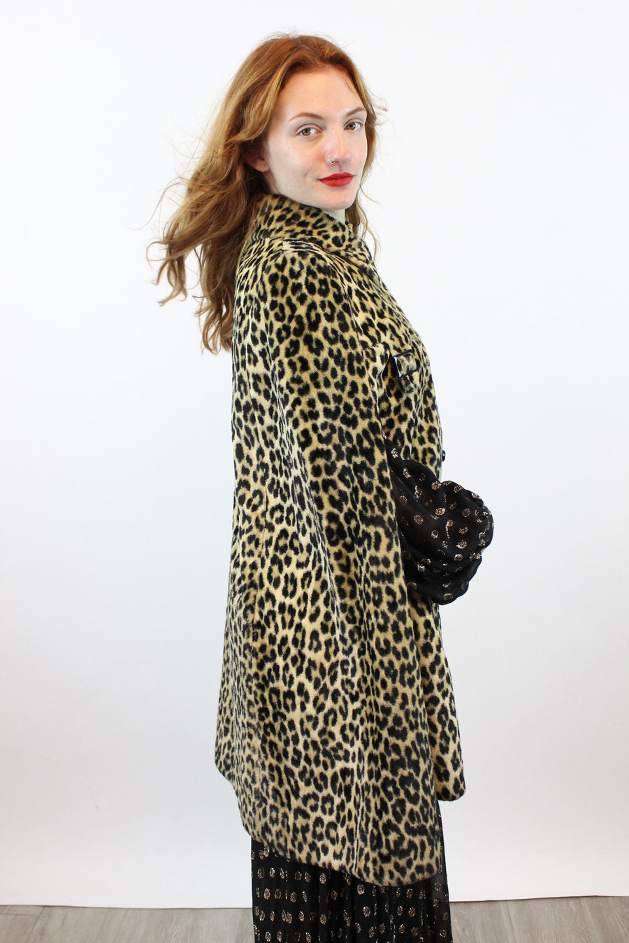 1960s LEOPARD faux fur CAPE small medium | new winter