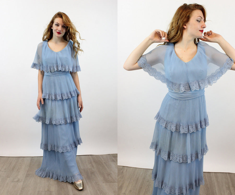 1960s MISS ELLIETTE chiffon dress gown medium | new winter