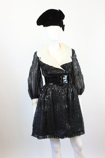 1960s SILK ORGANZA paillette sequin wrap dress xs | new winter