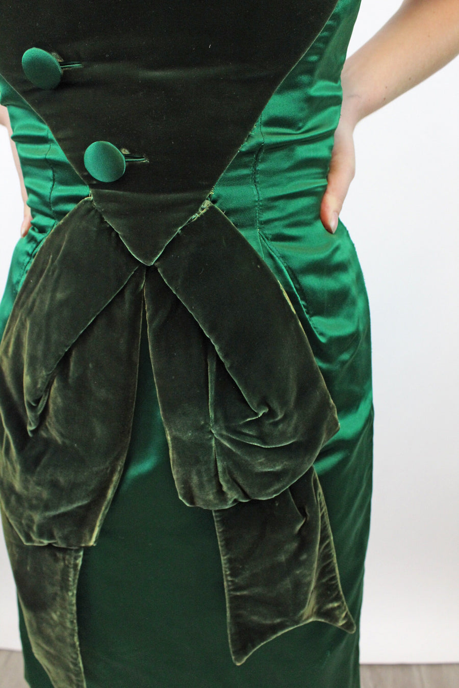 1960s OLEG CASSINI demi couture satin velvet dress xs | new winter