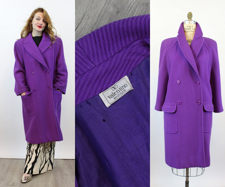 1980s VALENTINO oversized wool coat large | new winter