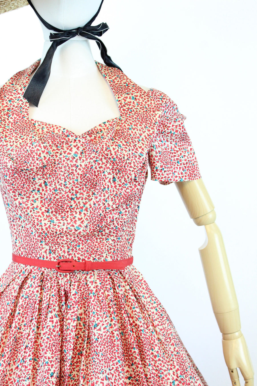1950s DAVID ROTH original halter CUTOUT silk dress xs | new spring
