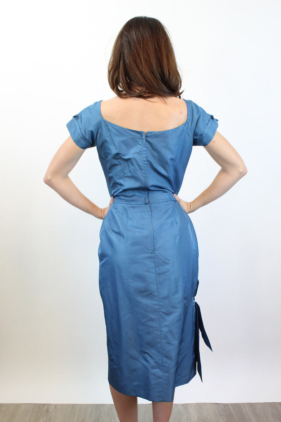1950s Ceil Chapman SILK draped dress small | new spring