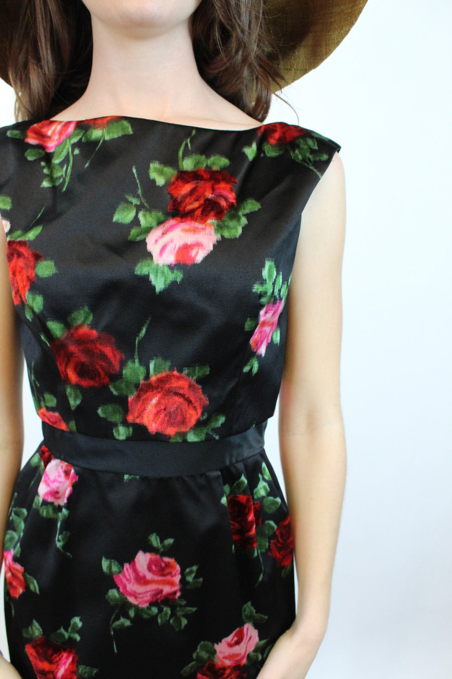 1960s PARNES FEINSTEIN rose print silk dress xs | new spring