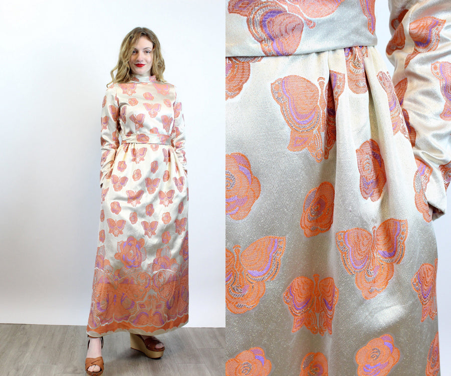 1960s SANDRA SAGE butterfly maxi dress small | new spring