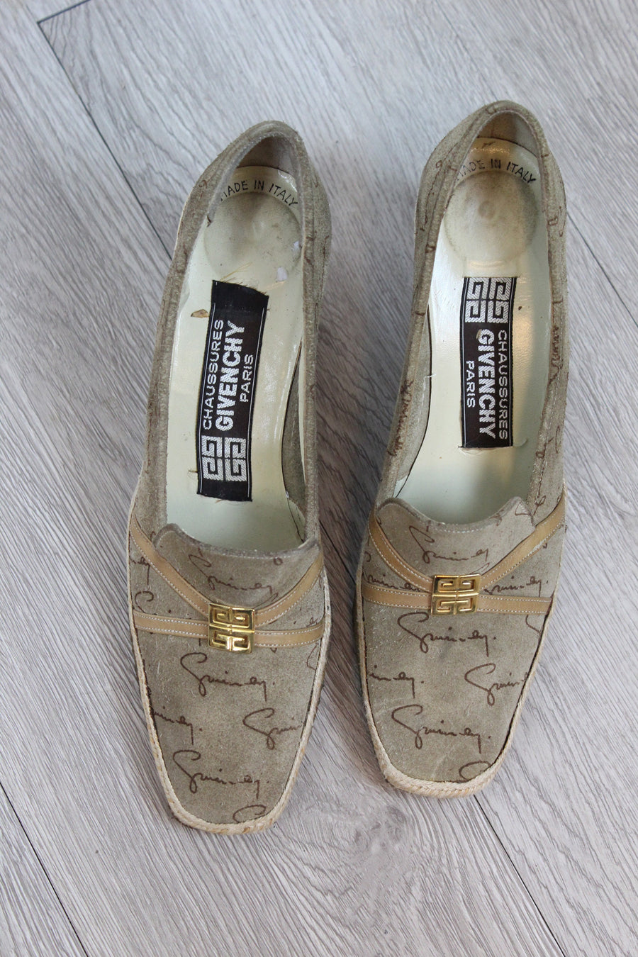 1980s GIVENCHY logo suede wedges shoes size 6.5 us | new spring