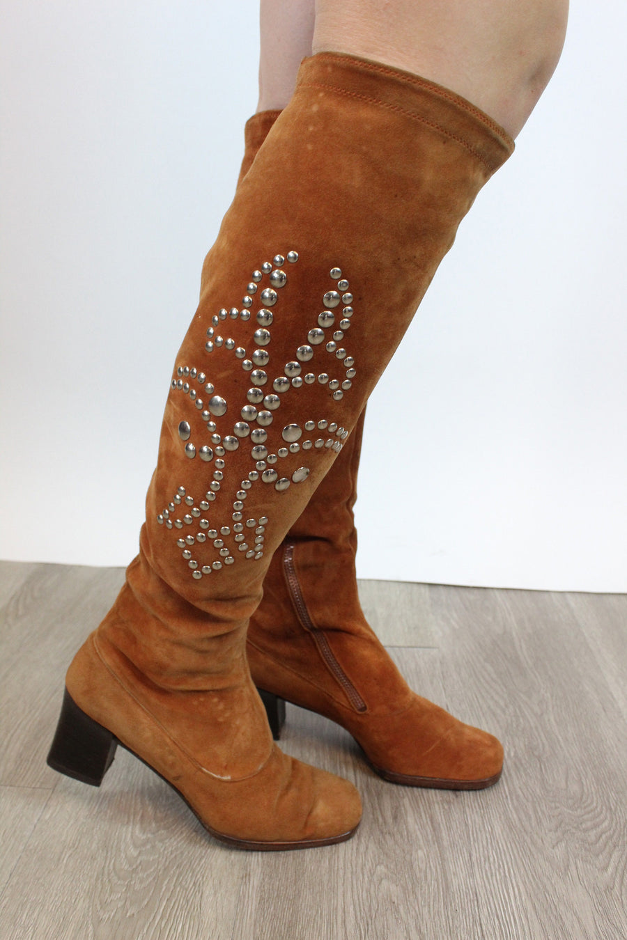 1960s STUDDED butter suede FRANCE boots size 6us | new spring