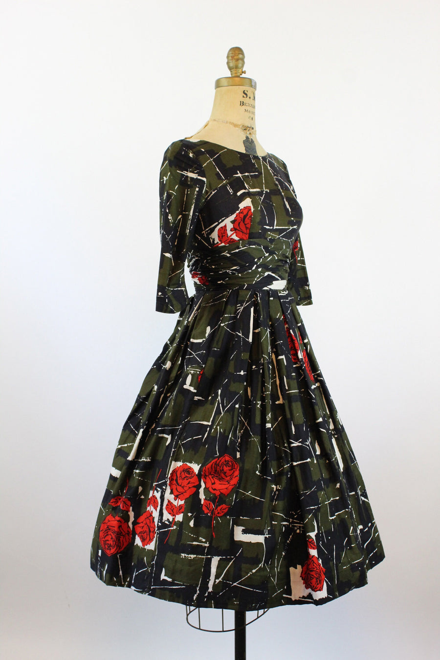 1950s A MELODY DRESS rose print cotton dress xxs  | new spring
