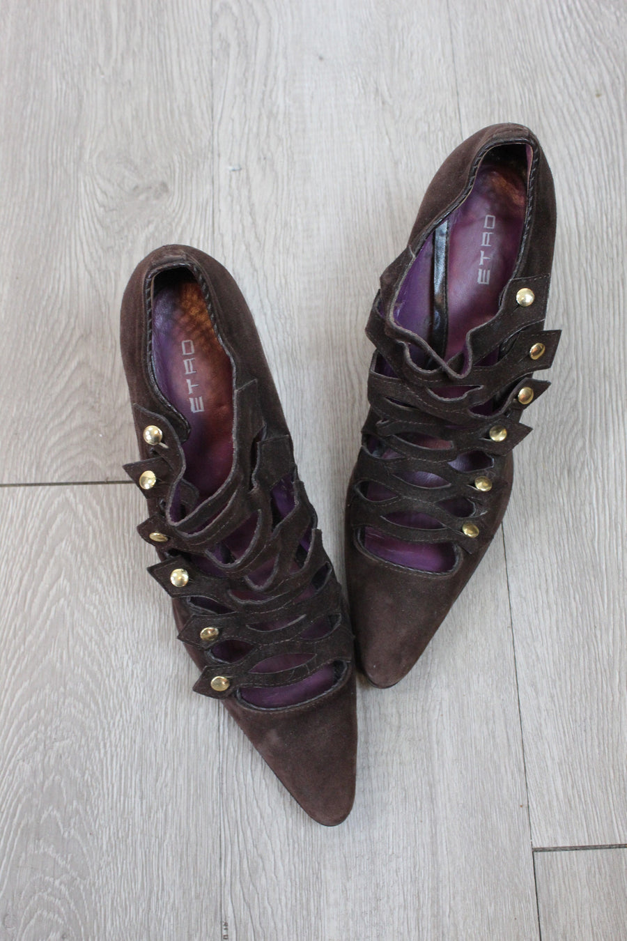 1980s ETRO CAGE brass button shoes size 9 us | new spring