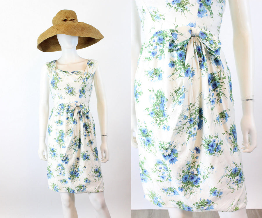 1950s FLORAL cotton dress xxs | new summer