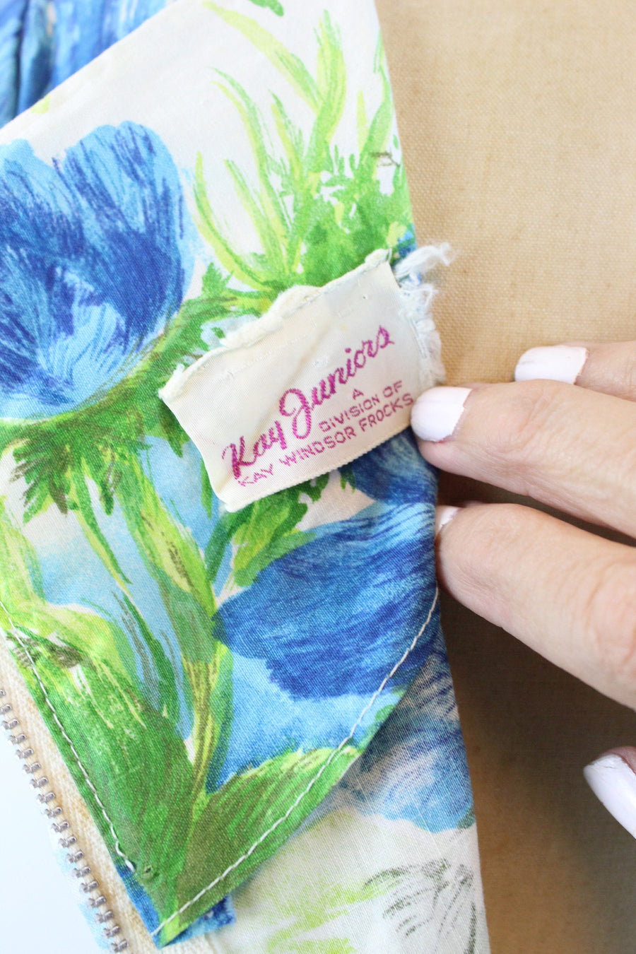 1950s BLUE ROSE cotton print full skirt dress xs | new summer