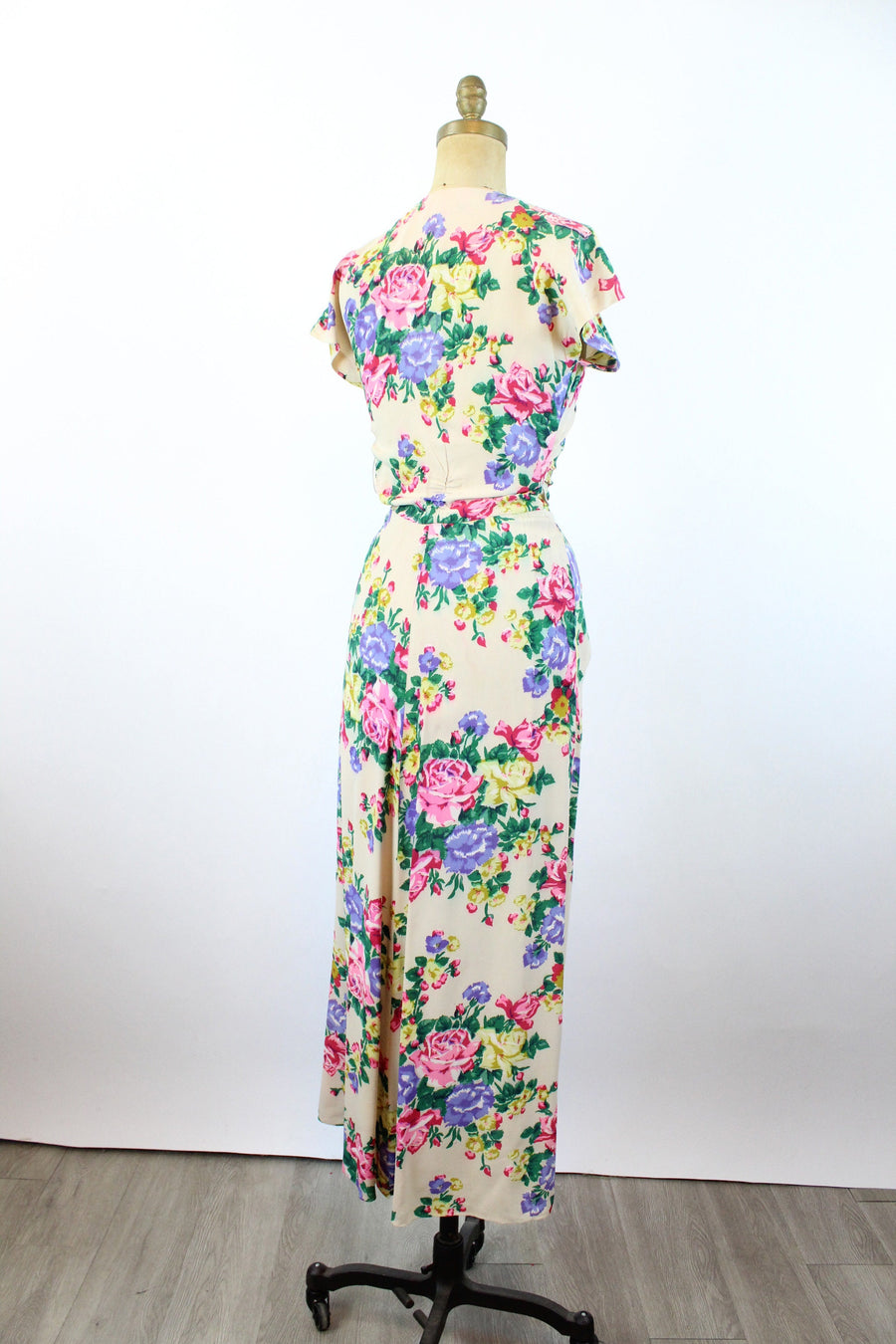 1940s ROSE PRINT rayon gown dress xs | new summer