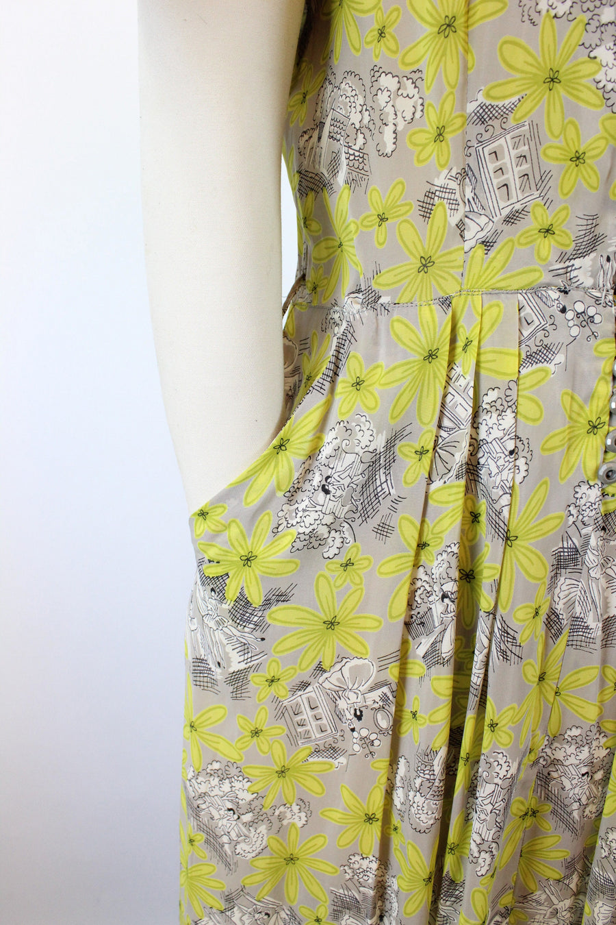 1940s BALLERINA rayon novelty print dress medium | new summer