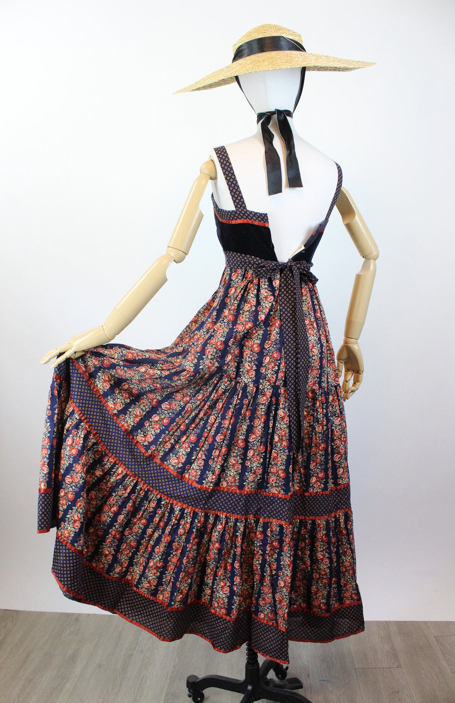 1970s GUNNE SAX cabbage rose corset maxi dress xss | new summer