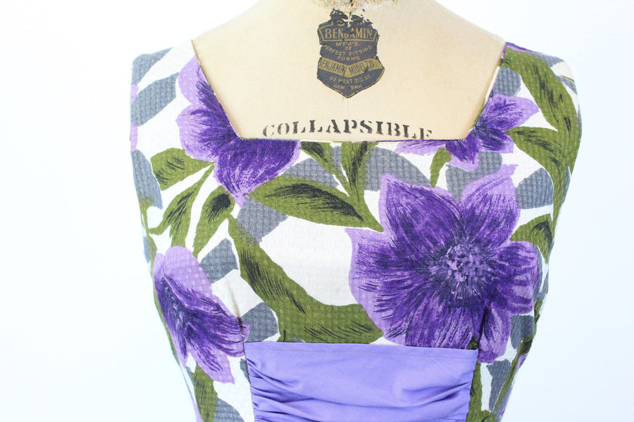 1950s PURPLE flower SASH dress small | new spring