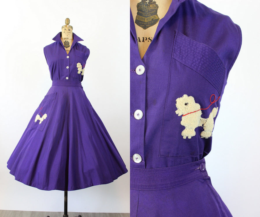 1950s QUEEN cotton POODLE skirt and top set xs | new summer